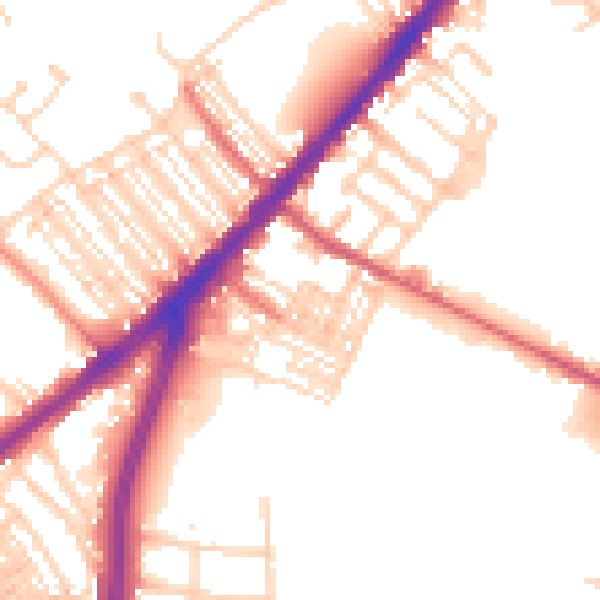 Daytime road noise heatmap for DN4 8BQ