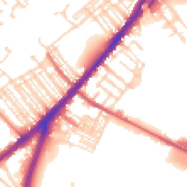 Daytime road noise heatmap for DN4 8BW