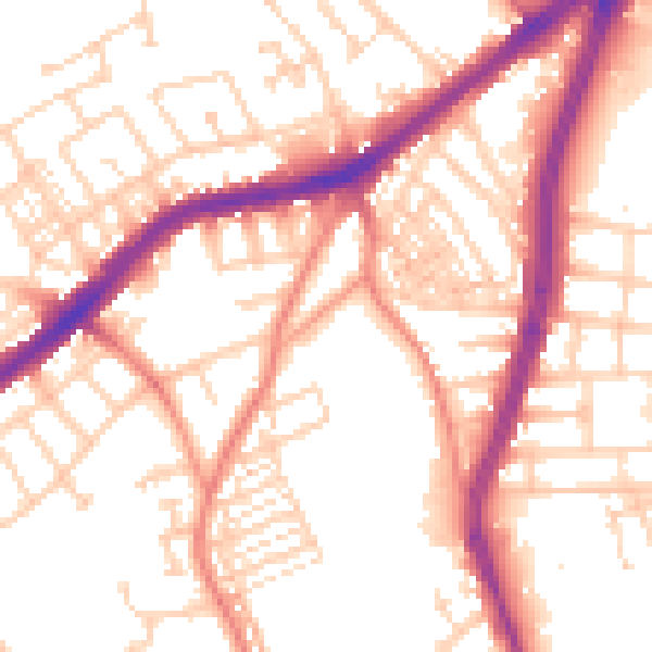 Daytime road noise heatmap for DN4 8QD