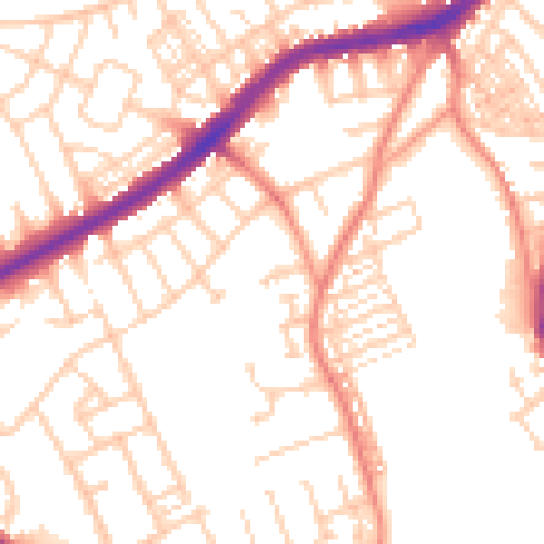 Daytime road noise heatmap for DN4 9BF