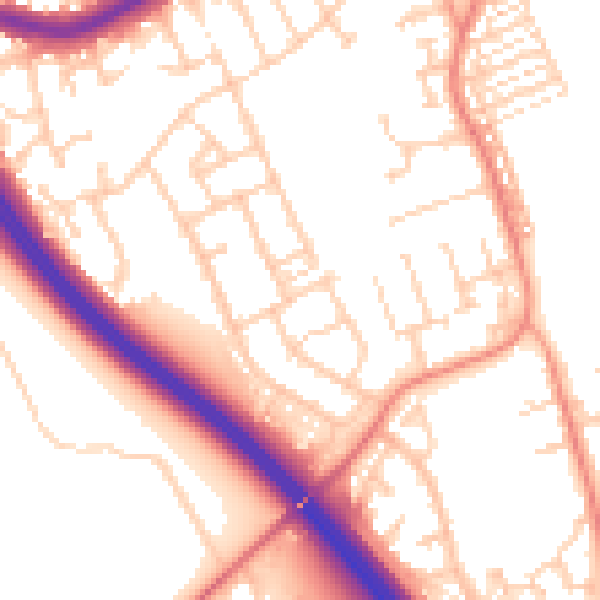 Daytime road noise heatmap for DN4 9BY