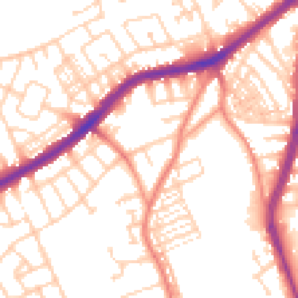 Daytime road noise heatmap for DN4 9DT