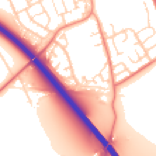 Daytime road noise heatmap for DN4 9DW