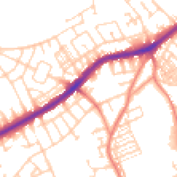 Daytime road noise heatmap for DN4 9DZ