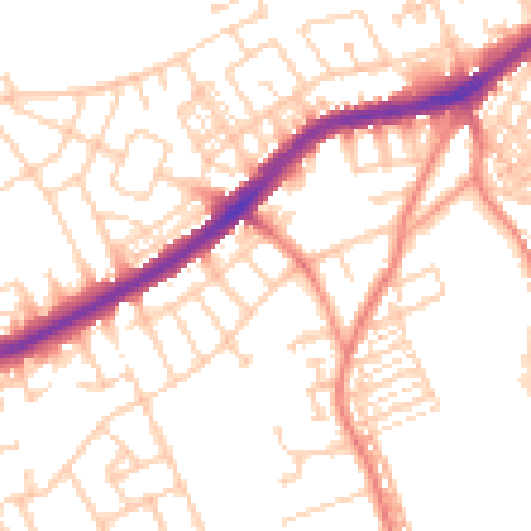 Daytime road noise heatmap for DN4 9EB