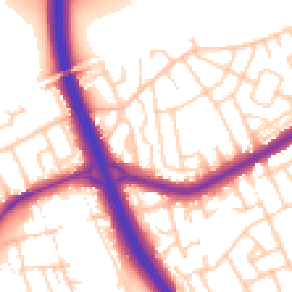 Daytime road noise heatmap for DN4 9GD