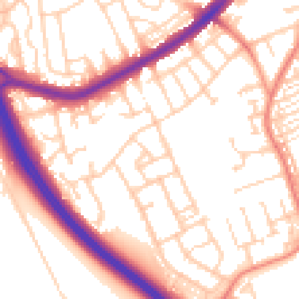 Daytime road noise heatmap for DN4 9HP