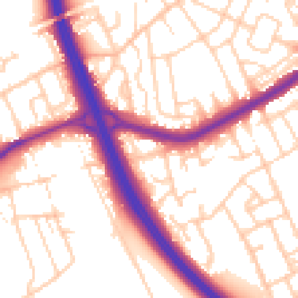 Daytime road noise heatmap for DN4 9JR