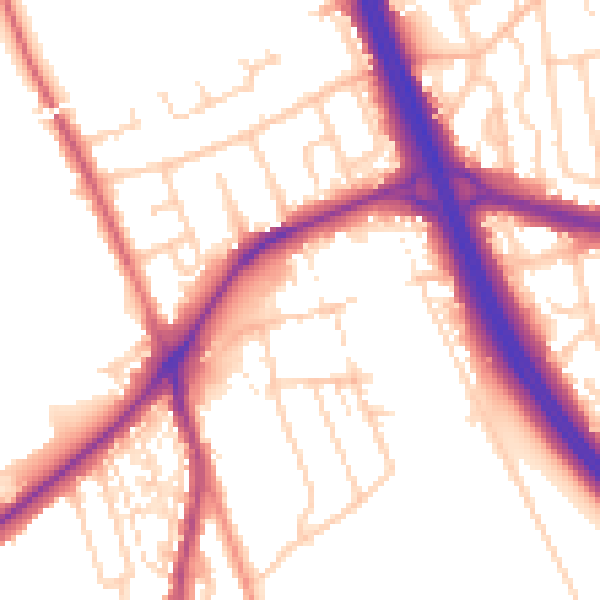 Daytime road noise heatmap for DN4 9JZ