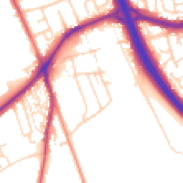 Daytime road noise heatmap for DN4 9LF