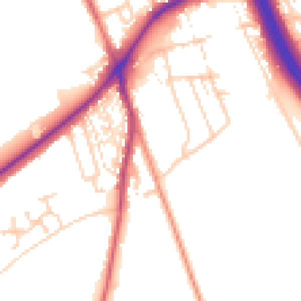 Daytime road noise heatmap for DN4 9LP