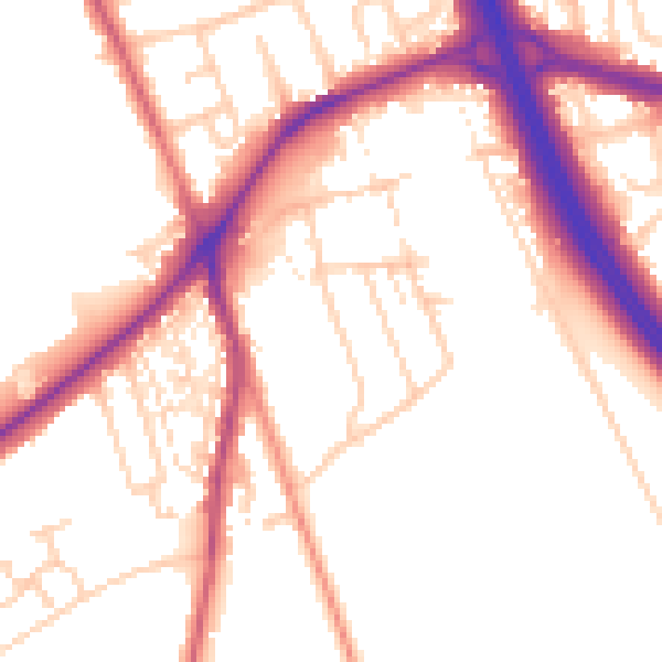 Daytime road noise heatmap for DN4 9LQ