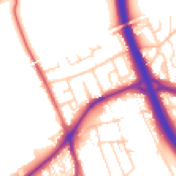 Daytime road noise heatmap for DN4 9LY