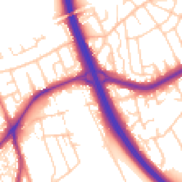 Daytime road noise heatmap for DN4 9NB