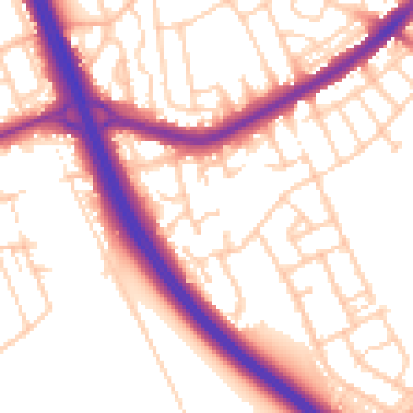 Daytime road noise heatmap for DN4 9ND