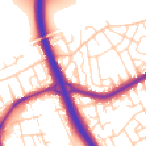 Daytime road noise heatmap for DN4 9NJ
