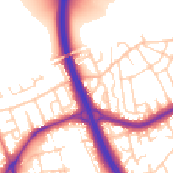 Daytime road noise heatmap for DN4 9NP