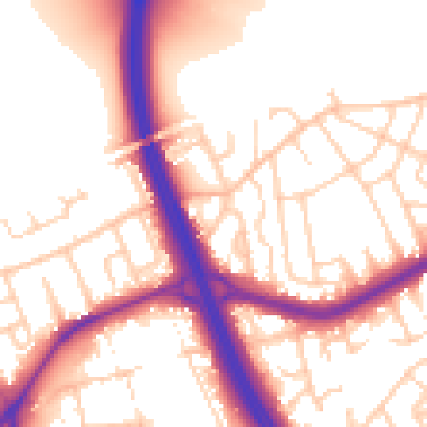 Daytime road noise heatmap for DN4 9NR