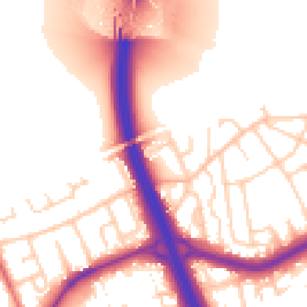 Daytime road noise heatmap for DN4 9NY