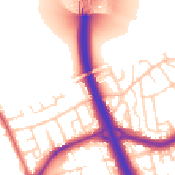 Daytime road noise heatmap for DN4 9PB