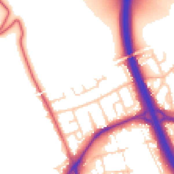 Daytime road noise heatmap for DN4 9PG