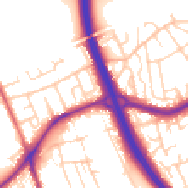 Daytime road noise heatmap for DN4 9PJ