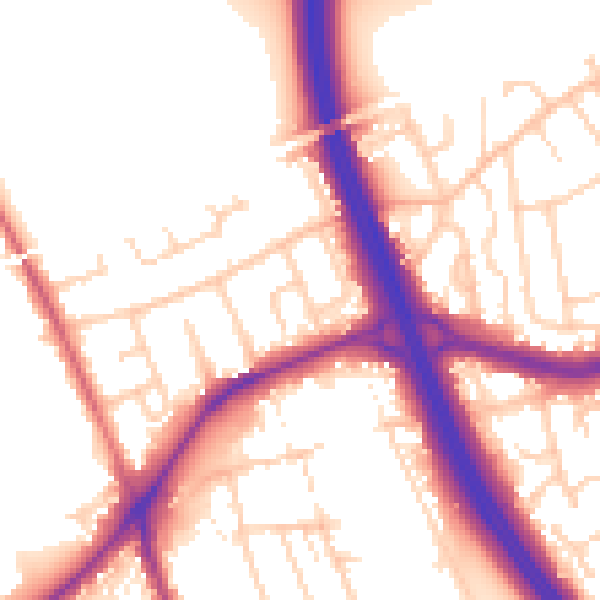 Daytime road noise heatmap for DN4 9PL