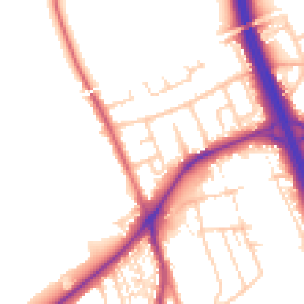 Daytime road noise heatmap for DN4 9PU