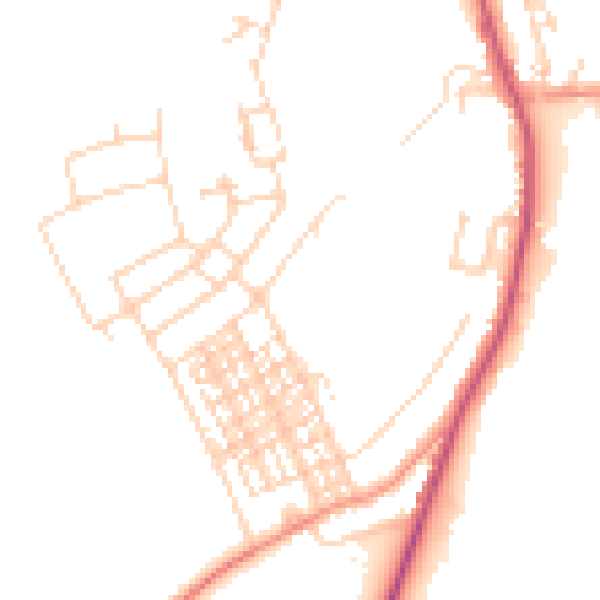 Daytime road noise heatmap for DN6 0BQ