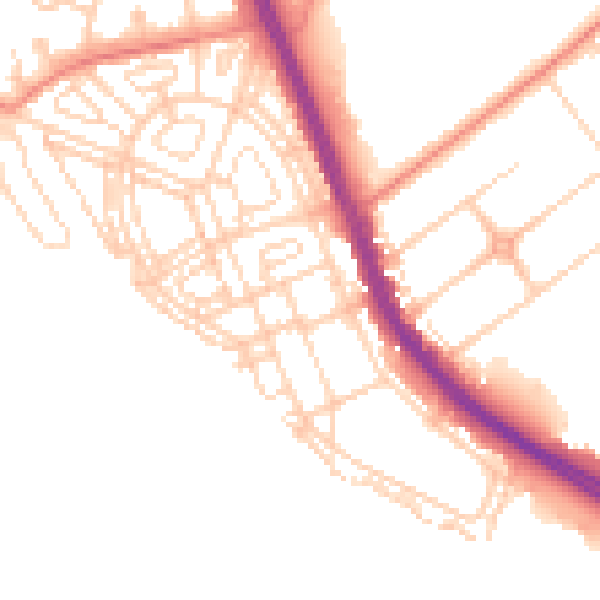 Daytime road noise heatmap for DN6 7FX