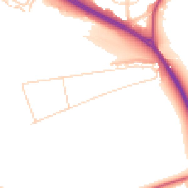 Daytime road noise heatmap for DN6 7JJ