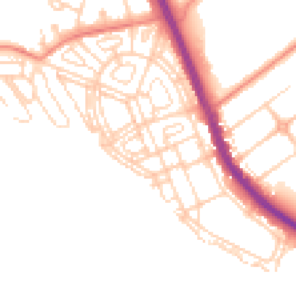 Daytime road noise heatmap for DN6 7RU