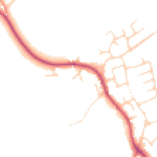 Daytime road noise heatmap for DN9 3QG