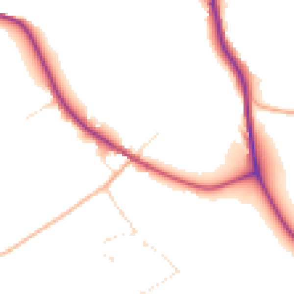 Daytime road noise heatmap for DT11 0QB