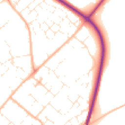 Daytime road noise heatmap for DT11 7LQ