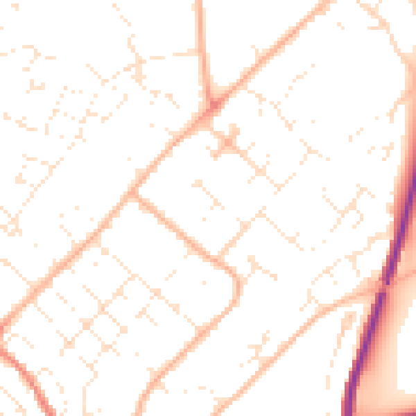Daytime road noise heatmap for DT11 7NG