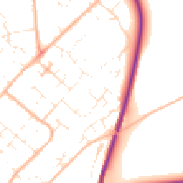 Daytime road noise heatmap for DT11 7PG