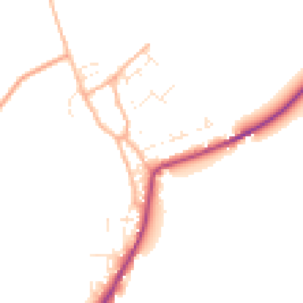 Daytime road noise heatmap for DT11 8TS