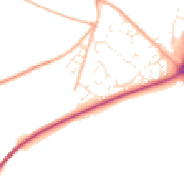 Daytime road noise heatmap for DT11 9QF