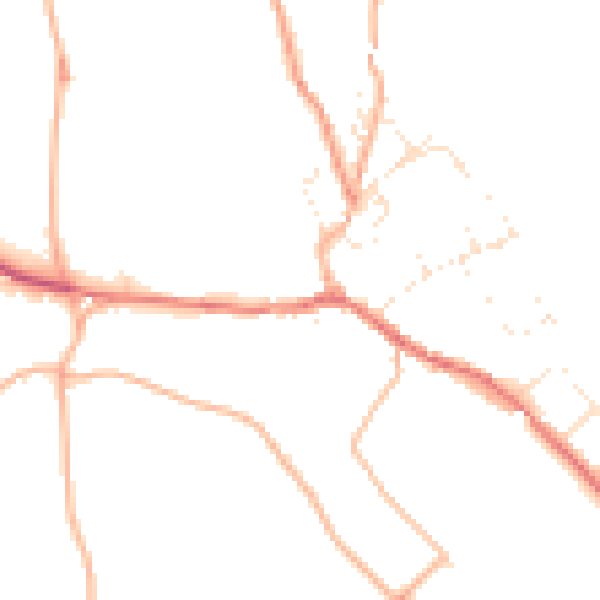 Daytime road noise heatmap for DT2 0BG