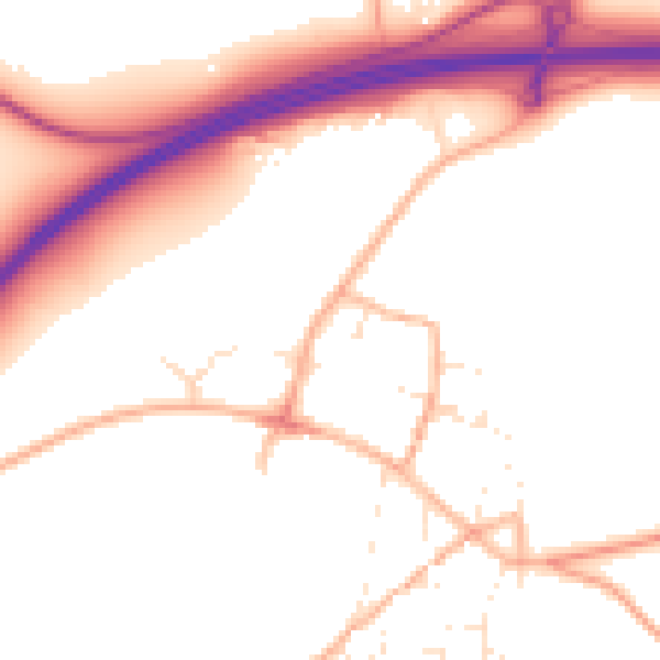 Daytime road noise heatmap for DT2 8GY