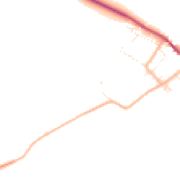 Daytime road noise heatmap for DT2 8PL