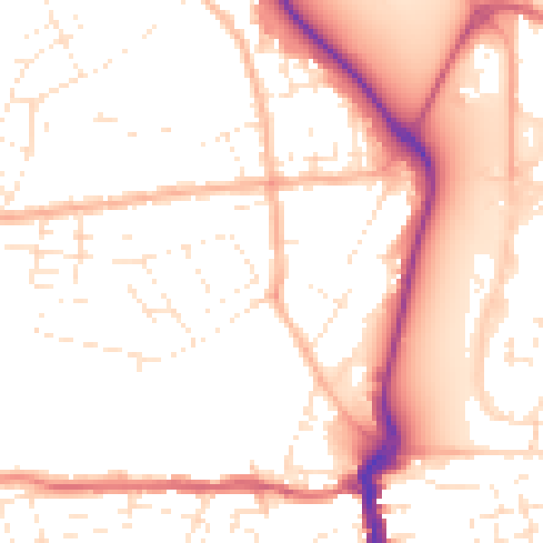 Daytime road noise heatmap for DT4 0AT