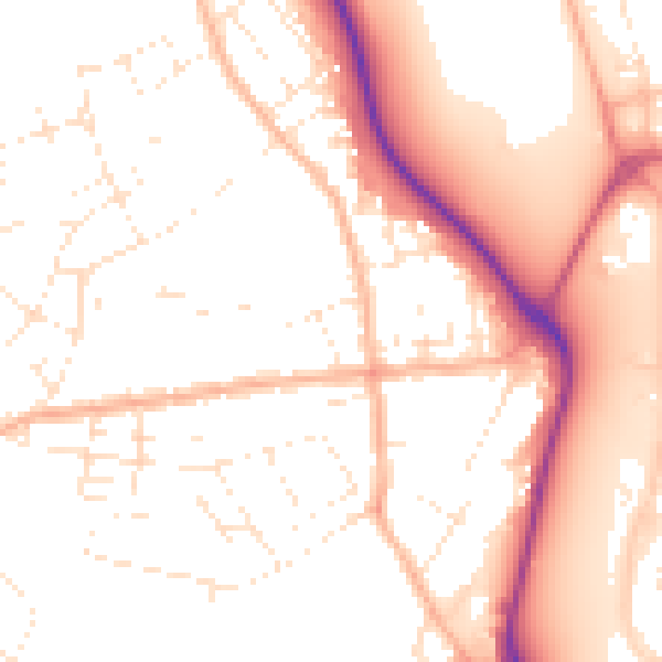 Daytime road noise heatmap for DT4 0BA