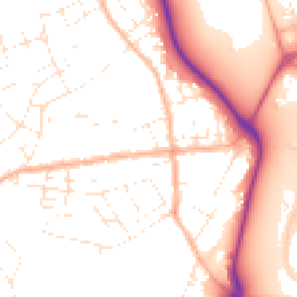 Daytime road noise heatmap for DT4 0BJ