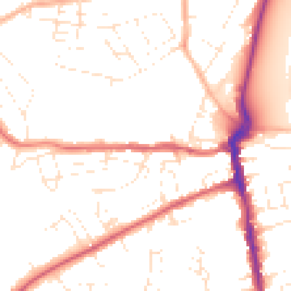 Daytime road noise heatmap for DT4 0BN