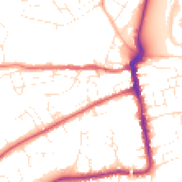 Daytime road noise heatmap for DT4 0BZ