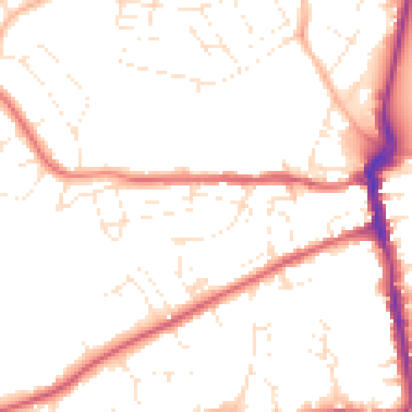 Daytime road noise heatmap for DT4 0DL