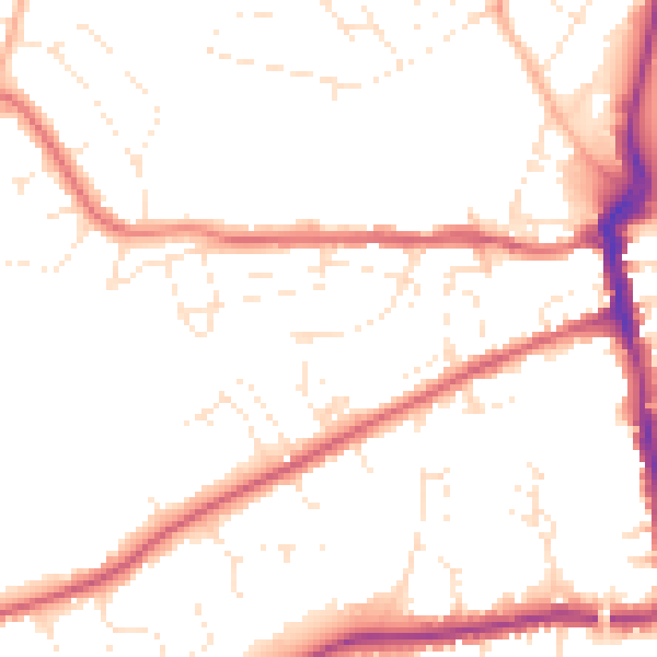 Daytime road noise heatmap for DT4 0DQ