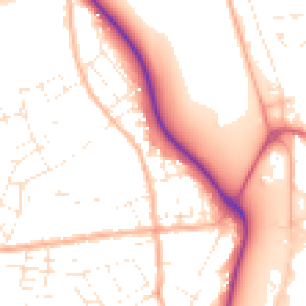Daytime road noise heatmap for DT4 0DT